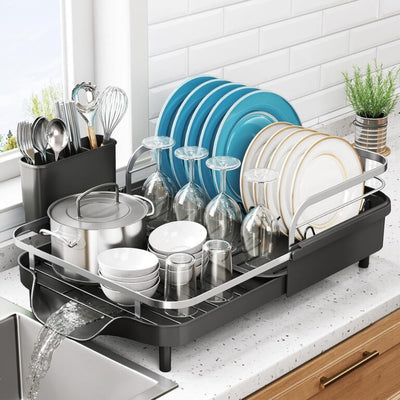 Modern Extendable Dish Rack – Kitchen Counter Organizer