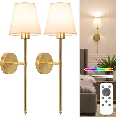 Wireless Wall Lamp Set, 2 Pieces – Rechargeable with Remote Control