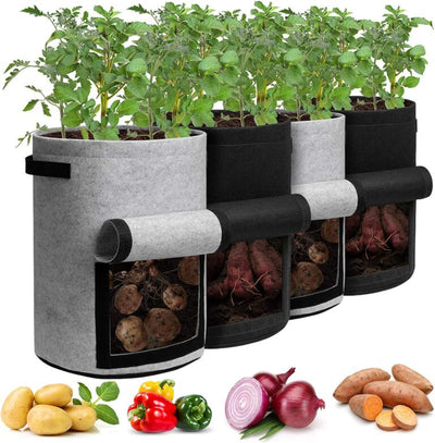 Fabric Grow Bags 38L – Plant Planters with Harvest Window