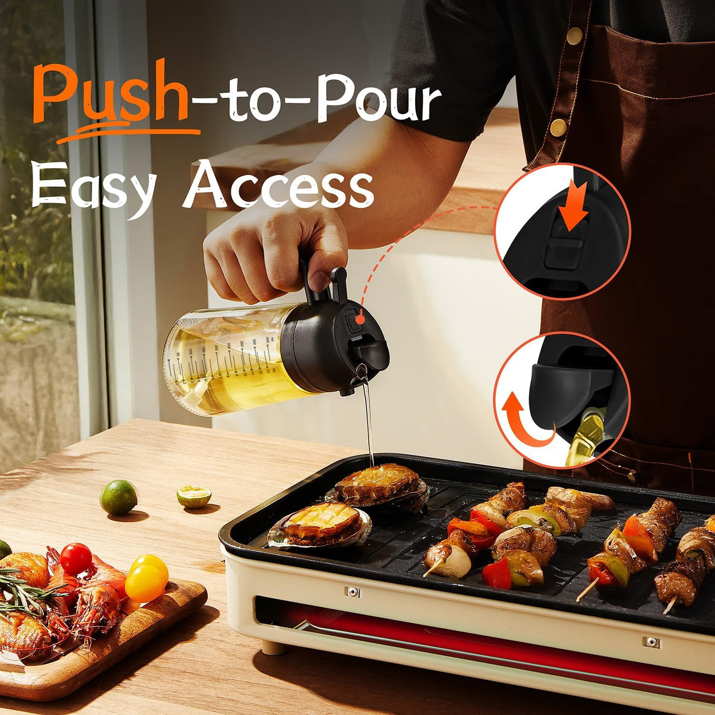 2-in-1 Glass Oil Sprayer and Dispenser – Kitchen Bottle