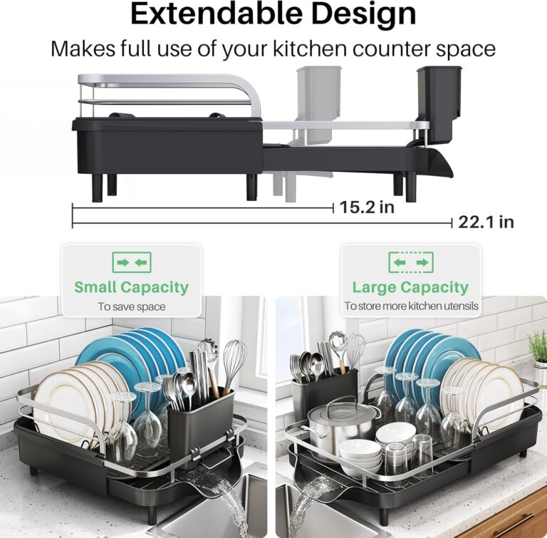 Modern Extendable Dish Rack – Kitchen Counter Organizer