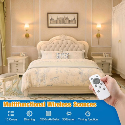 Wireless Wall Lamp Set, 2 Pieces – Rechargeable with Remote Control