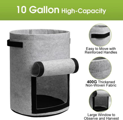 Fabric Grow Bags 38L – Plant Planters with Harvest Window