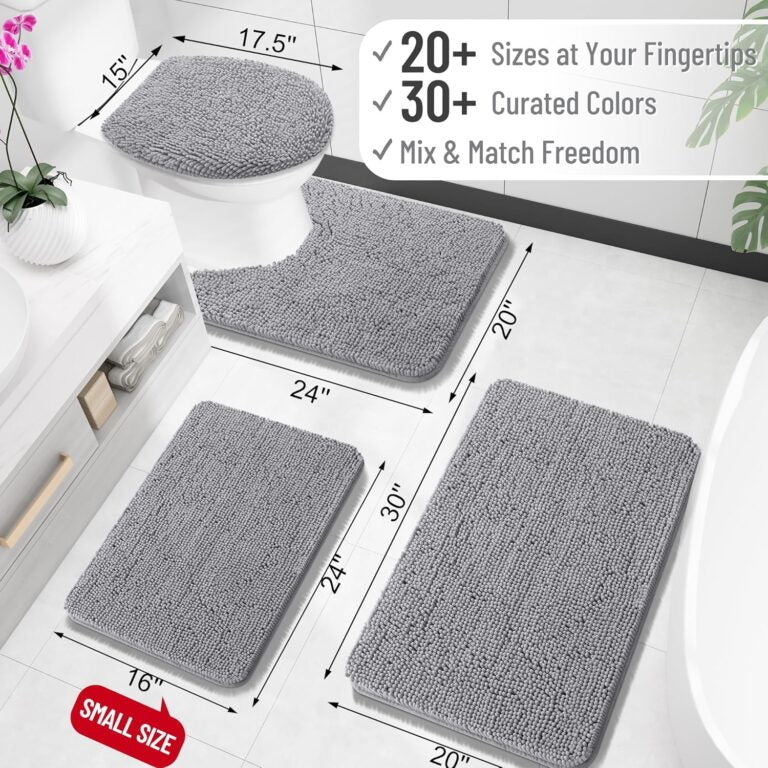 Chenille Bath Mat – Soft, Absorbent, Non-Slip