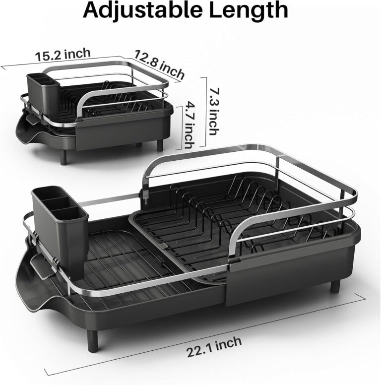 Modern Extendable Dish Rack – Kitchen Counter Organizer