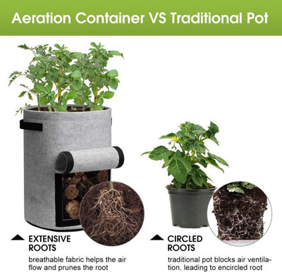 Fabric Grow Bags 38L – Plant Planters with Harvest Window